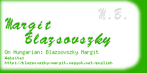 margit blazsovszky business card